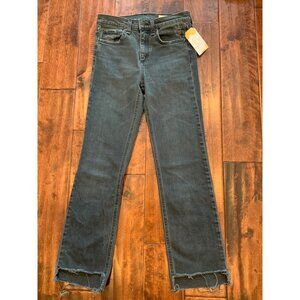 Rag & Bone Gray Medium Wash  "Clean Steele" Skinny Jeans With Raw Hems, Size 24